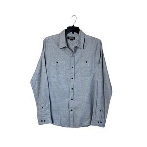 Ezekiel Light Gray Button Down Soft Cotton Fleece Long Sleeve Shirt Size Large